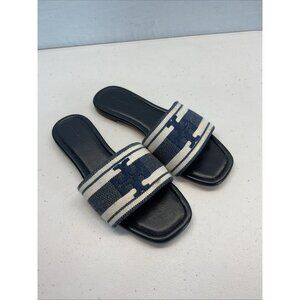 Tory Burch Navy and White Flats